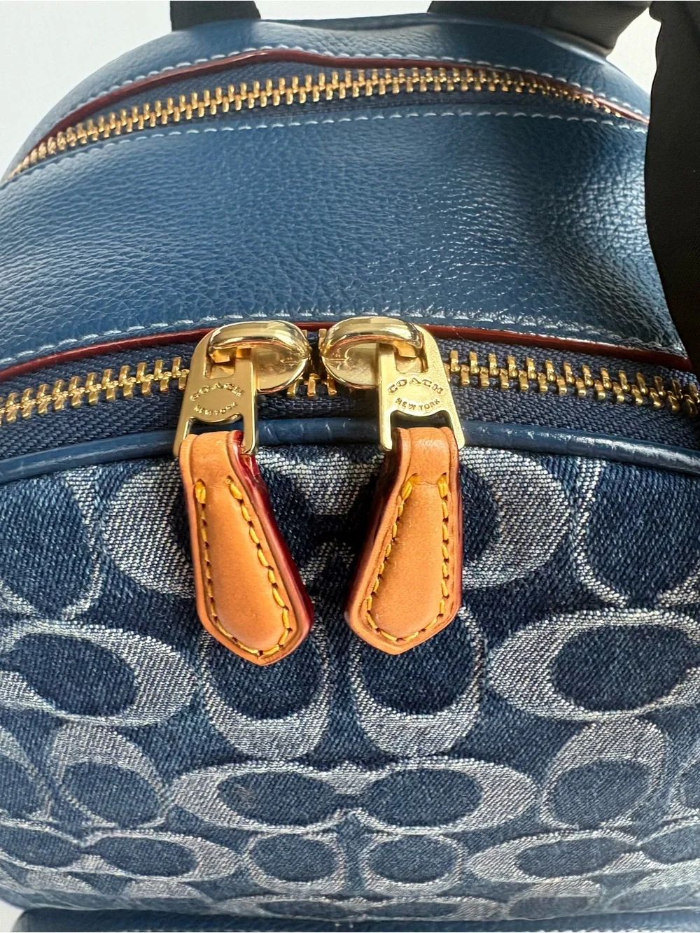 Coach Denim Court Backpack In Signature Canvas Leather Authentic Mint Condition